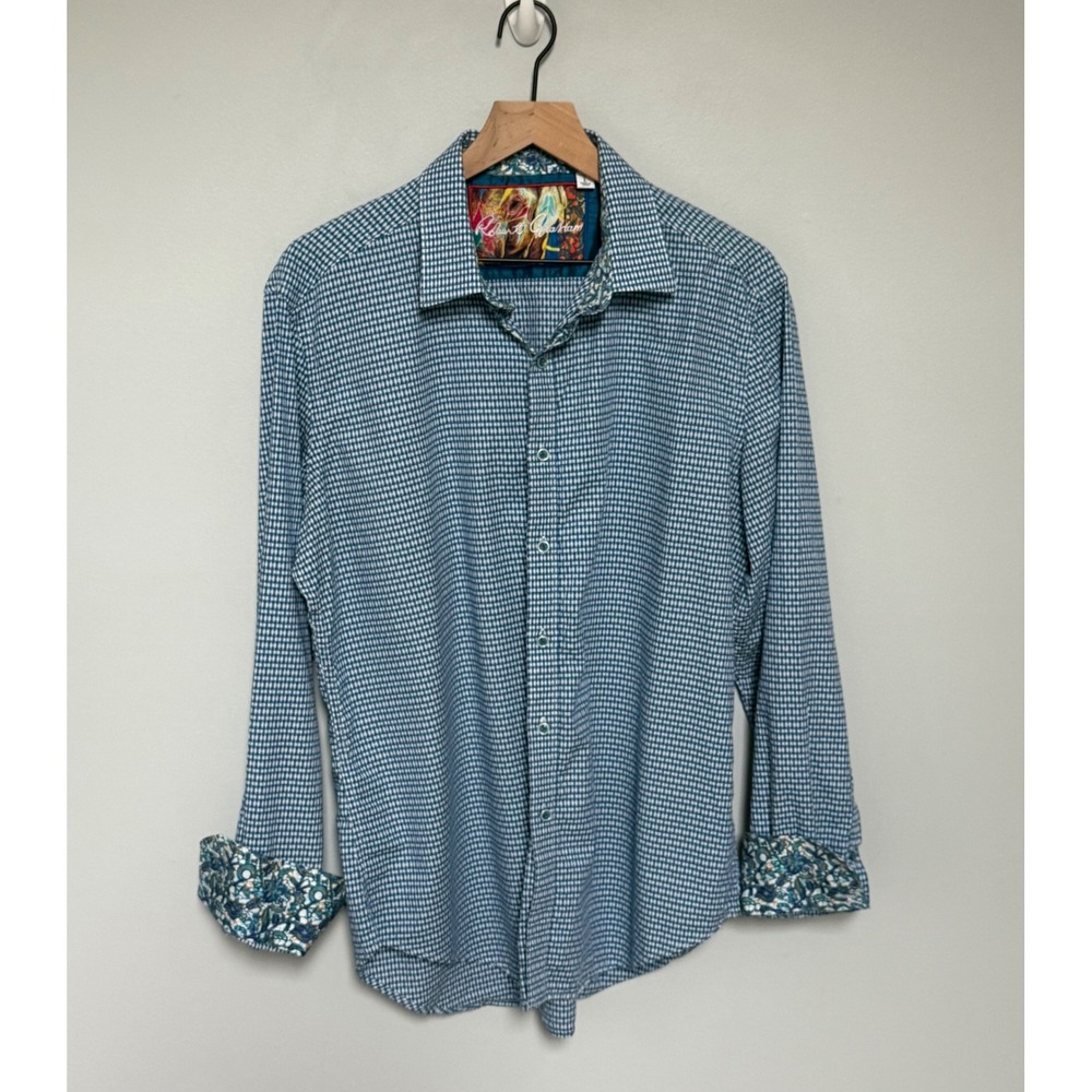 Robert Graham Men's Classic Fit Flip Cuff Check Button Down Shirt Size Large